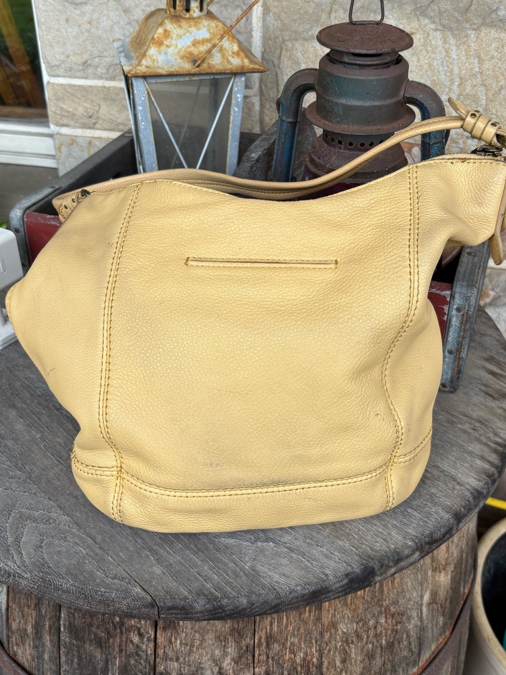 The Sak Pale Yellow Soft Leather Shoulder Hobo Bag